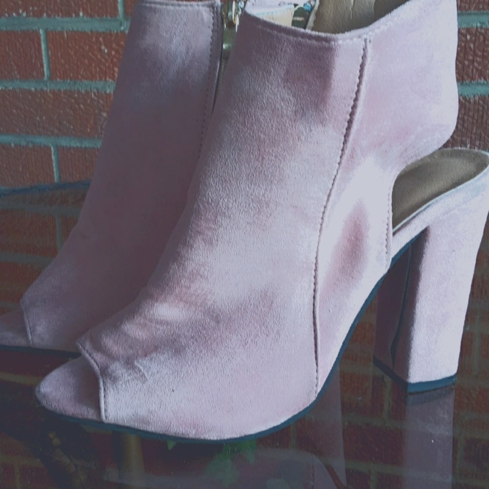 Mauve Peep Toe 4.25" Ankle Booties